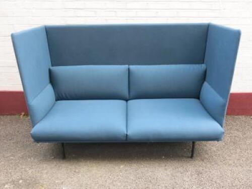 German Made, Designer High Back Two Seater Breakout Sofa in Light Blue, Model 47901 Outline Studio UK.Size H114 x W175 x D75cm.Original RRP &pound;2499.00.