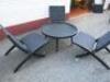Set of 3 Carl Hansen & Son Cuba Designer Lounge Folding Chairs, Model MG501 in Black Cotton Webbing, Made in Denmark.Comes with Round Black Satin Wooden Coffee Table. Size H114 x W175 x D75cm.Original RRP &pound;2220.00 - 9
