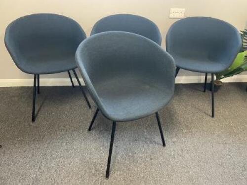 4 x Hay Blue Upholstered Armchairs.