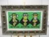 Mau Mau 'Three Monkeys' (Green Hear/See/Speak No Evil) Limited Edition 3/10 A.P Signed Print. Framed & Glazed. Size Inc Frame H66 x W103cm.