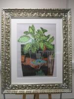 Jonas Wood 'Landscape Pot with Flower Chair' 2015 Print. Framed & Glazed. Size Inc Frame H97 x W81.