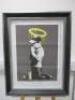 Banksy 'Forgive Us Our Trespassing' Offset Lithograph, Two Sided, Framed, Glazed & Mounted. Size Inc Frame H79 x W62cm.