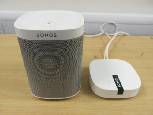 Sonos Speaker in White, Model PLAY 1 with Sonos Boost.