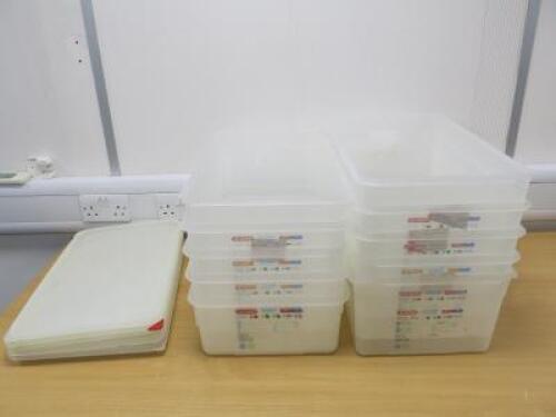 10 x Araven Polypropylene Gastronorm 1/1 Containers with 5 Lids.