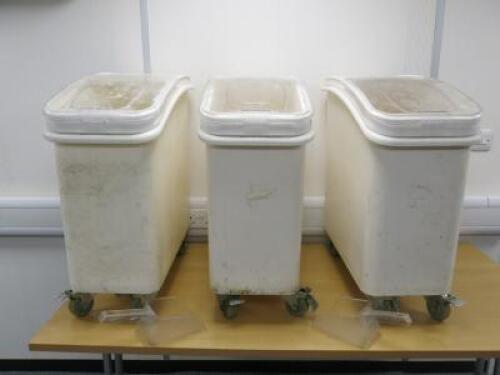 3 x Vogue Mobile Ingredient Bins with 2 Scoops.