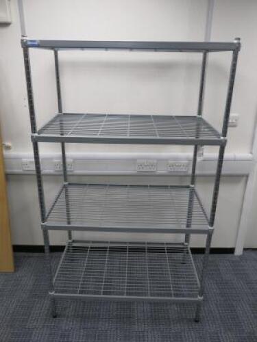 Craven 4 Tier Nylon Coated Wire Shelving, Size H167 x W177 x D58cm.