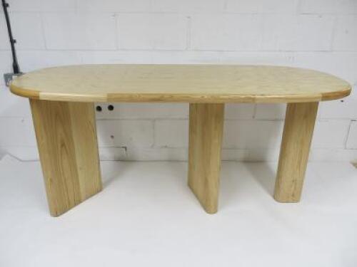 Designer Style Solid Oak & Ply, Waxed Wood Restaurant Table, Size H74 x W160 x D74cm.