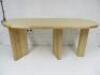 Designer Style Solid Oak & Ply, Waxed Wood Restaurant Table, Size H74 x W160 x D74cm.
