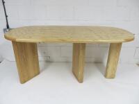 Designer Style Solid Oak & Ply, Waxed Wood Restaurant Table, Size H74 x W160 x D74cm.