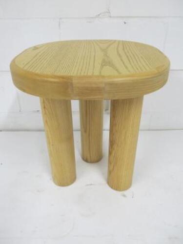 Designer Style Solid Oak & Ply, Waxed Wood Stool, Size H51 x W45 x D45cm.