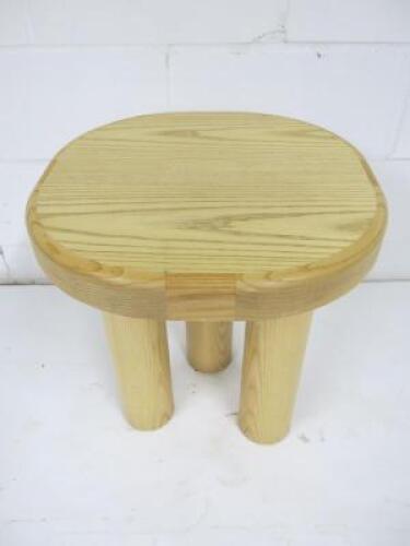 Designer Style Solid Oak & Ply, Waxed Wood Stool, Size H51 x W45 x D45cm.