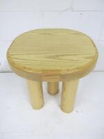 Designer Style Solid Oak & Ply, Waxed Wood Stool, Size H51 x W45 x D45cm.