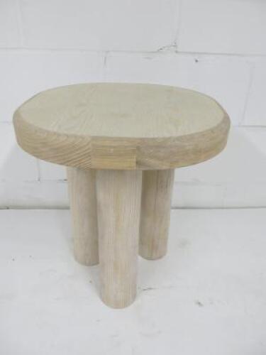 Designer Style Solid Oak & Ply, Bleached Wood Stool, Size H51 x W45 x D45cm.