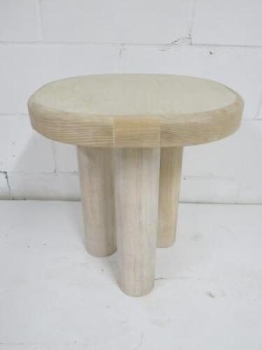Designer Style Solid Oak & Ply, Bleached Wood Stool, Size H51 x W45 x D45cm.