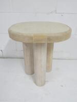 Designer Style Solid Oak & Ply, Bleached Wood Stool, Size H51 x W45 x D45cm.