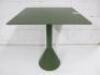 Hay Palissade Cone Metal Table in Olive Green with Square Table Top & Conrete Base, Size H74 x W65 x D65cm.