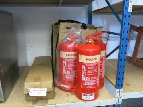 8 x Assorted Boxed Fire Extinguishers to Include: 7 x FPFR9 9kg Foam Fire Extinguishers & I x&nbsp; EXC5 5kg CO2 Fire Extinguishers.