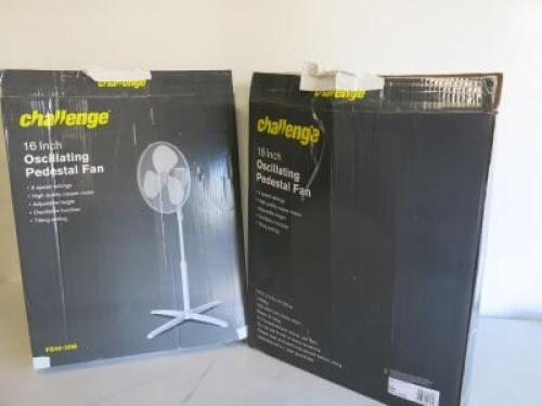 2 x Boxed/Used Challenge 16" Oscillating Pedestal Fans.