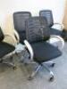 4 x White & Black Hopsack Operators Chairs on Chrome Base. - 2