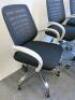 4 x White & Black Hopsack Operators Chairs on Chrome Base. - 3