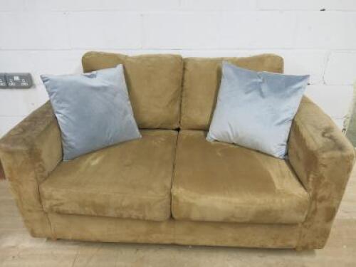 Brown Suede Effect 2 Seater Reception Sofa. Size W145cm.