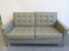 2 Seater Leather Reception Sofa in Sage Green.