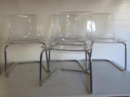 4 x Clear Perspex IKEA Torias Chair, Design Carl Ojerstam.