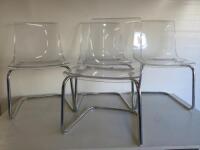 4 x Clear Perspex IKEA Torias Chair, Design Carl Ojerstam.