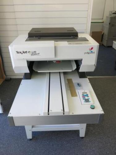 Polyprint Digital Textile Printing Solutions Direct to Garment Printer, TextJet Plus Advanced, Model TextJet Plus, S/N 0914MBE2031, DOM 2014. Comes with RIP, DVD Rom & Metal Table. NOTE: as per director, machine has had new inks, new ink lines, new print 