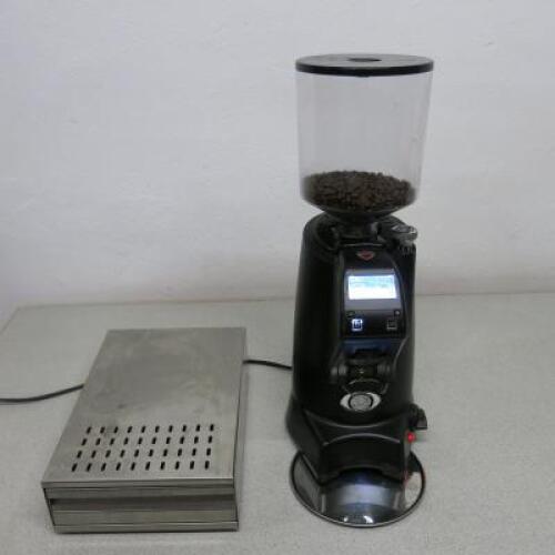 Eureka Zenith High Speed Automatic Digital Coffee Grinder, Model ZT65E, S/N EZT65M24G4030000001. Comes with Stainless Steel Knock Box.