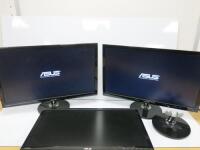 3 x Asus 24" Monitor, Model VS247: Note: 1 x monitor require repair to base.