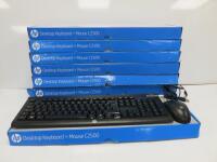 8 x HP Desktop Wired Keyboard & Mouse C2500. Comes in Original Boxes.