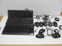 Lot of Assorted Wired Keyboards & Mouse to Include: 3 x Keyboards & 8 x Mouse & 2 x Cimetech Mouse Pads (As Viewed/Pictured).