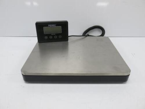 Perel Digital Postal Scale, Model VTBAL501, Max Capacity 100kg. NOTE: missing external power supply but runs on batteries.