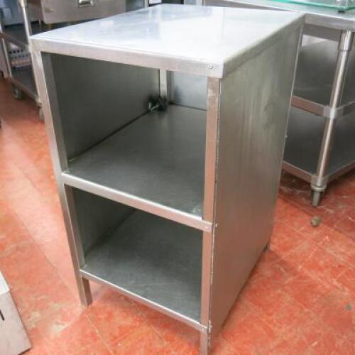 Open Fronted 2 Shelf Stainless Cupboard, Size H90cm x W50cm x D60cm