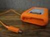 Lacie Rugged 4TB External HDD with Neil Poulton Design Orange Rubber Protector, Model LRD0TU7. - 2