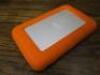 Lacie Rugged 2TB External HDD with Neil Poulton Design Orange Rubber Protector, Model LRD0TU1.