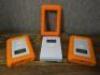 3 x Lacie Rugged Mini 1TB External HD's with Neil Poulton Design Orange Rubber Protector.