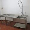 Stainless Steel Sink with Aquajet Pre Rinse Spray Faucet Assembly, Lefthand Drainer with Shelf Under. Size H90cm x D70cm x W220cm - 3