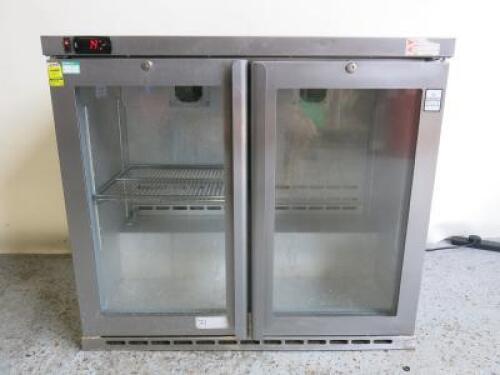 Osborne 2 Door Under Counter Drinks Display Refrigerator, Model 220E, S/N 221687/1016, Size H80 x W90 x D53cm.