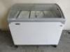 Tefcold Ice Cream Mobile Chest Freezer with Curved Glass Top & 2 Sliding Glass Lids, Model NIC300SCEB, Size H93 x W103 x D66cm.