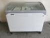 Tefcold Ice Cream Mobile Chest Freezer with Curved Glass Top & 2 Sliding Glass Lids, Model NIC300SCEB, Size H93 x W103 x D66cm. - 2