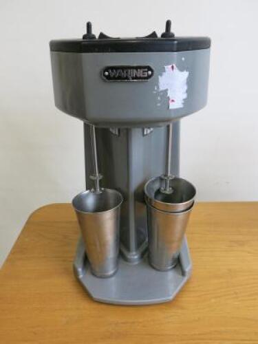 Waring Commercial Double Spindle Milkshake Mixer, Model WDM240E. Comes with 3 Beakers.