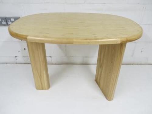 Designer Style Solid Oak & Ply, Waxed Wood Cafe Table, Size H74 x W100 x D74cm.