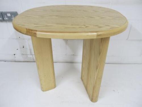 Designer Style Solid Oak & Ply, Waxed Wood Cafe Table, Size H74 x W71 x D74cm.