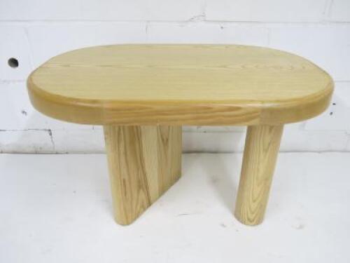 Designer Style Solid Oak & Ply, Waxed Wood Side Table, Size H51 x W80 x D74cm.