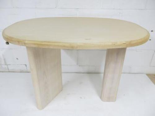 Designer Style Solid Oak & Ply, Bleached Wood Cafe Table, Size H74 x W100 x D74cm.