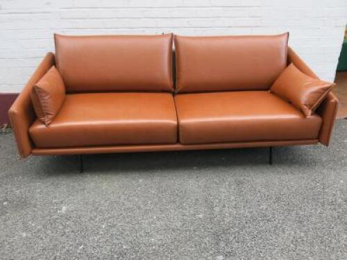 Stua Manufactured 'Costura Linear 2 Seater Sofa' by Designer Jon Gasca, in Elmo Baltique Leather with 2 Cushions. Size H70 x W210 x D90cm. RRP &pound;9500.