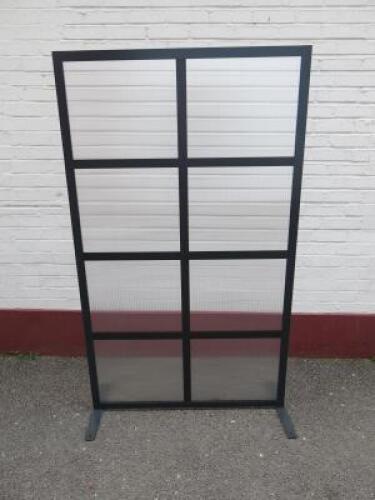Metal Framed Opaque Perspex Room Divider/Privacy Screen. Size H182 x W105cm.