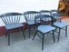 Set of 6 Black Wooden Spindle Back Dining Chairs with Cloth Padded Seat Cushion. - 2